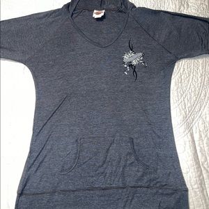 Short-sleeved Harley Davidson grey hoodie